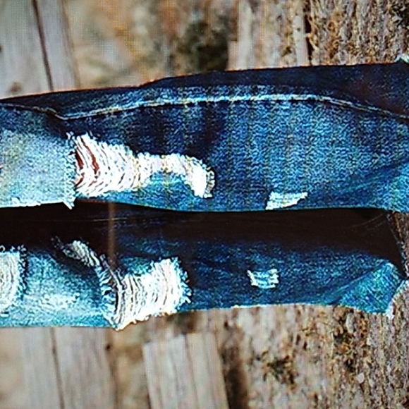 Casual Plain Wide Leg Ripped Denim - Picture 2 of 3